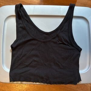 Vince Black Ribbed Cropped Tank